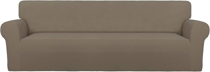 PureFit Stretch Couch Covers for Sofa 4 Seater Slipcovers Natural | 1-Piece by PureFit