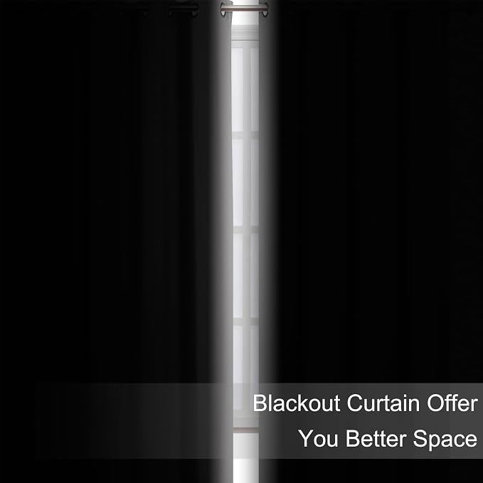 Blackout Curtains 52 x 120 Inch Long Light Grey Curtains Set of 2 Panels Room - Image 3