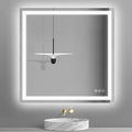 Wall-Mounted LED Square Bathroom Mirror, Makeup Mirror (36 inches x 36 inches,) 3 Color Dimming Bathroom Vanity Mirror with Lights Smart Mirror with Touch