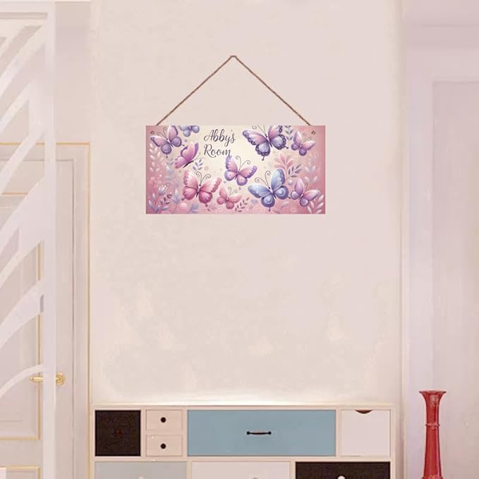 SLWEJQHA Personalized Vintage Butterfly Decor for Boys Room Pink Butterflies Theme Room Decor for Nursery,Wall Art Decor for Kids Room Gilrs Bedroom Office Garden Wall Decoration