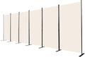 Room Divider, 6 Panel Folding Privacy Screens with Wider Support Feet, 6 Ft Portable Room Partition for Room Separator, 204" W X 71" H, Beige