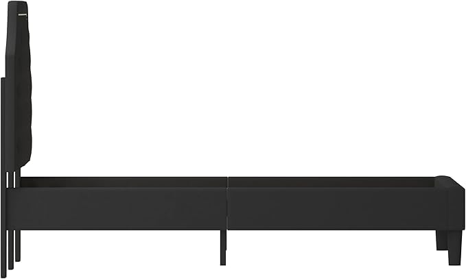 Flash Furniture Brighton Queen Size Tufted Upholstered Platform Bed in Black Fabric
