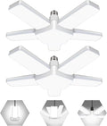 LED Garage Lights 2 Pack, The New 100W Deformable LED Shop Lights with 5 Adjustable Panels, E26/E27 LED Ceiling Light, 10000LM 6500K Hight Bay Light for Basement Warehouse Workshop