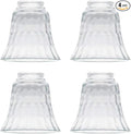 Ceiling Fan Light Covers, Clear Hammered Style Bell Glass Shade, Lighting Replacement Glass Shade Standard 2-1/8" Fitter Size, Perfect Ceiling Fan Globes Replacement Glass Accessories, Pack of 4