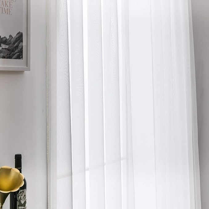 MIULEE 2 Panels Sheer Curtains for Living Room 54 X 108 Inches Ivory | Window - Image 5