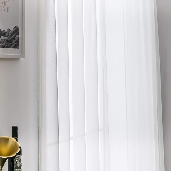 MIULEE 2 Panels Sheer Curtains for Living Room 54 X 72 Inches Ivory | Window - Image 5