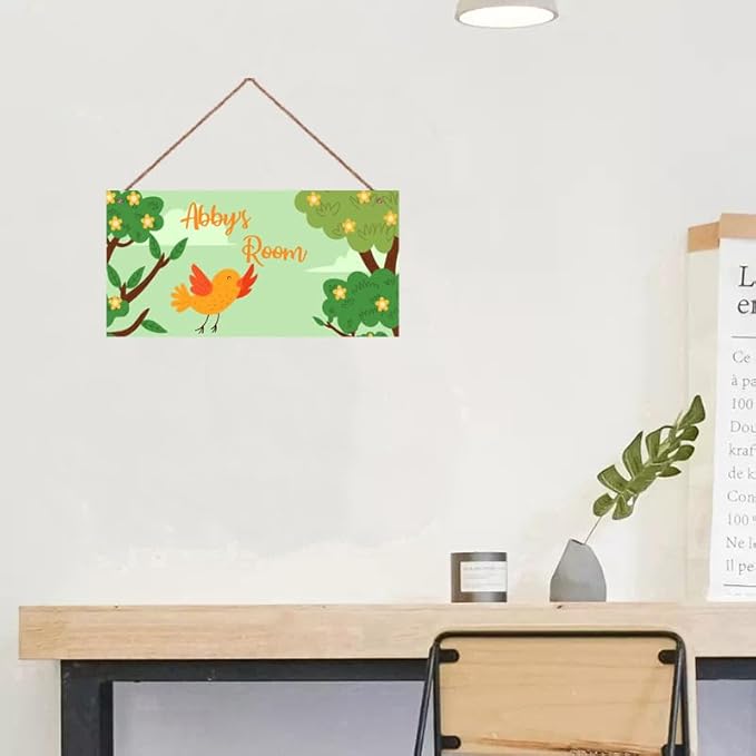 Personalized Singing Bird Little Man Cave Sign For Boys Room Bedroom Custom Name Kids Toddler Baby Nursery Door Plaque Happy Wall Art Decor for Girls Room