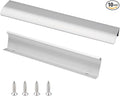 JOOJA 10 Pack Modern Style Finger Edge Pull Furniture DrawerHandles Hidden Cabinet Kitchen Drawer Handles Knobs, Silver 120mm