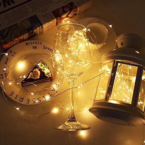 String Lights, Waterproof LED String Lights,2 Pack 20ft 60 LED Festival Decorations Crafting Battery Powered Copper Wire Starry Fairy Lights (Warm White)