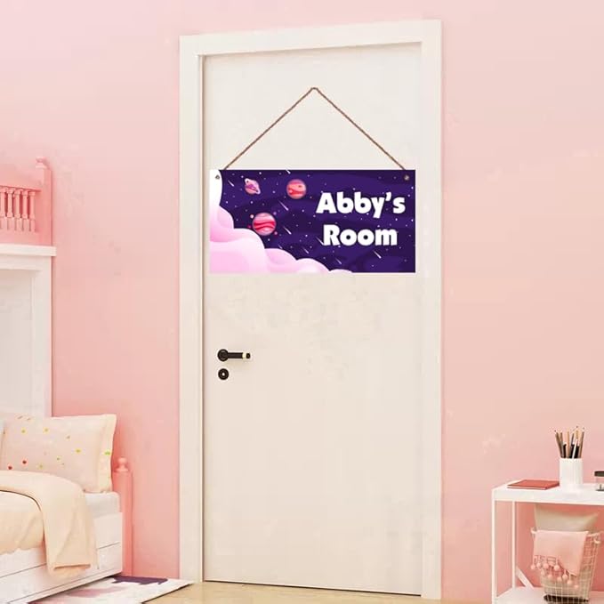 Personalized Universe Sign Cute Aerospace Stars Themed For Kids Room Nursery Door Decor,Custom Name Wall Decor Decorative Plate for Boys Room Girls Bedroom
