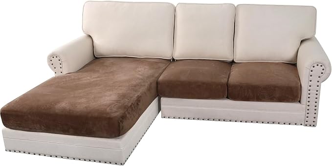 H.VERSAILTEX Velvet Stretch Sectional Couch Covers 3 Pieces Sofa Seat Cushion by HVERSAILTEX
