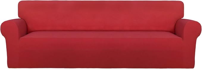 PureFit Stretch Couch Covers for Sofa 4 Seater Slipcovers Red | 1-Piece Sofa by PureFit