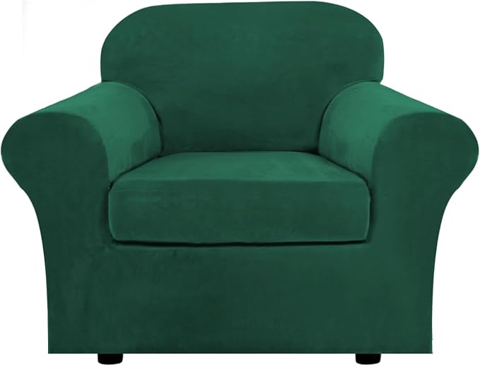 H.VERSAILTEX Rich Velvet Stretch 2 Piece Cover Chair Slipcover Sofa Cover by HVERSAILTEX