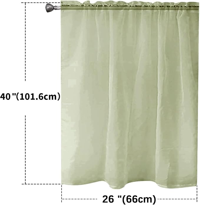 SpaceDresser Basic Rod Pocket Sheer Voile Window Curtain Panels Sage Green 1 - Image 2