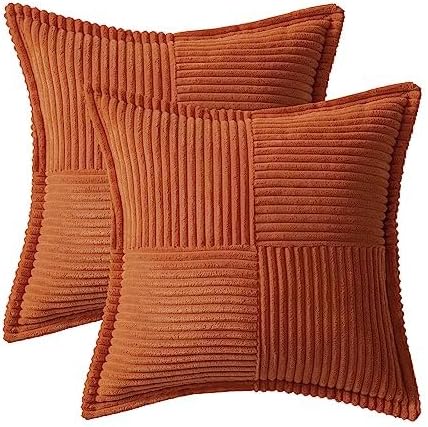 MIULEE Fall Burnt Orange Decorative Euro Sham Throw Pillow Covers 22x22 in | 2 - Image 6