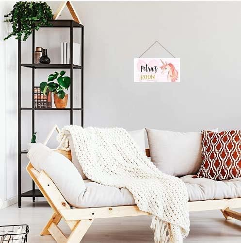 Personalized Unicorn Sign Wall Decor For Nursery Boys Bedroom Custom Name Sign Toddler Door Decor Kids Room Girls Room Door Art 5*10inch Tin, Wood