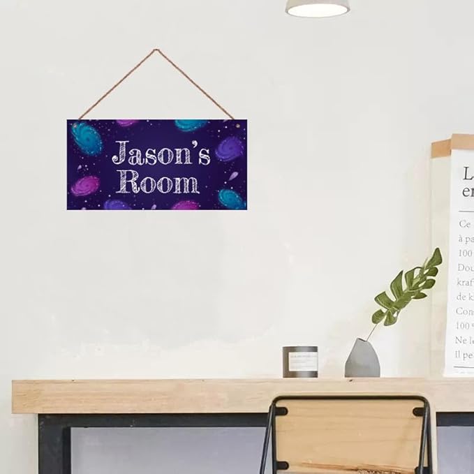 Personalized Galaxy Sign Custom Name Universe Wall Art Decoration Exquisite Decorative Signs for Kids Room Door Decor Outer Space Themed Nursery Decor For Boys Room Girls Bedroom