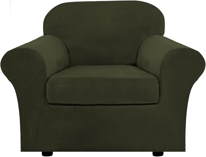 H.VERSAILTEX Rich Velvet Stretch 2 Piece Cover Chair Slipcover Sofa Cover by HVERSAILTEX