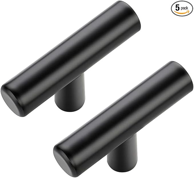 JOY DECOR 5 Pack Cabinet Knobs, Black Cabinet Handles, 2in Kitchen Cabient Knobs, Single Hole Drawer Knobs for Dresser Drawers