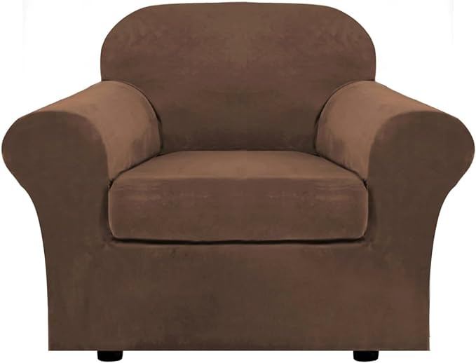 H.VERSAILTEX Rich Velvet Stretch 2 Piece Cover Chair Slipcover Sofa Cover by HVERSAILTEX