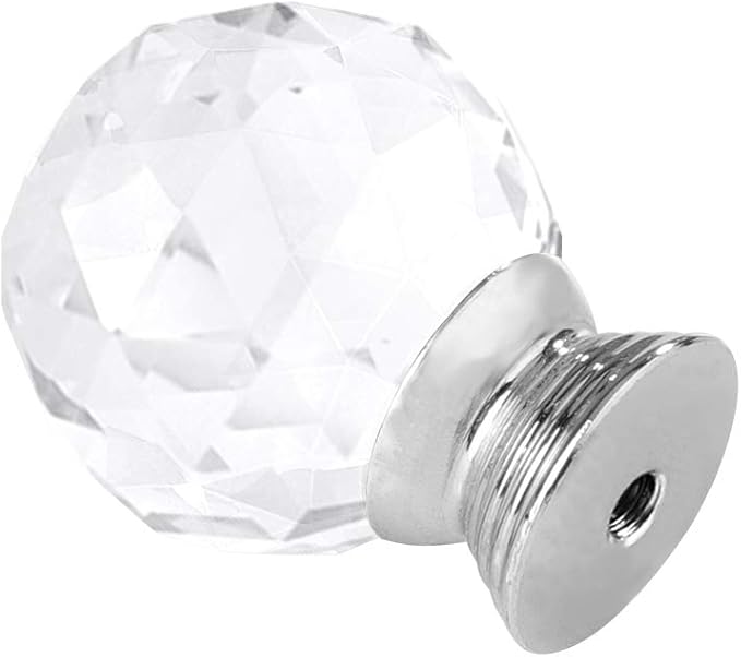 12 Pcs 30mm Round Shape Crystal Glass Cabinet Knobs with Screws Drawer Knob Pull Handle Used for Kitchen, Dresser, Door, Cupboard(Clear)