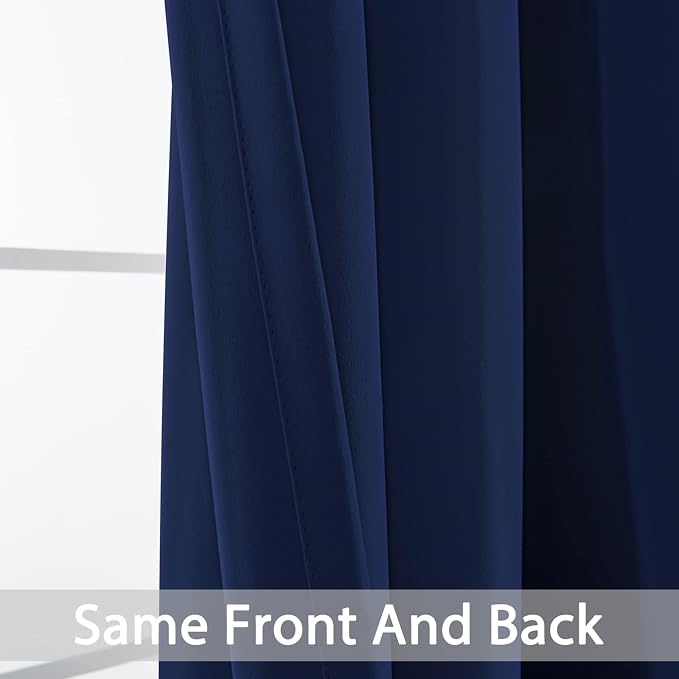 Yakamok Room Darkening Curtains 42x72 inch Length Navy Blue-Living Room | 2 - Image 5