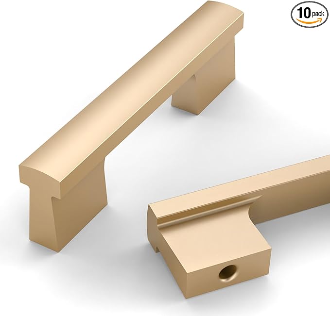 Asidrama 10 Pack 3 Inch(76mm) Champagne Gold Cabinet pulls Kitchen Cabinet Handles, Cabinet Pulls Kitchen Cabinet Hardware for Cupboard Drawer Pulls