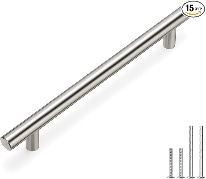 homdiy Cabinet Handles Brushed Nickel Drawer Pulls - 6-1/4in Hole Centers Kitchen Cabinet Handles Modern Cabinet Hardware for Dresser Drawers