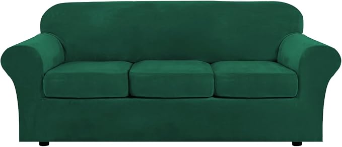 H.VERSAILTEX Modern Velvet Plush 4 Piece High Stretch Sofa Slipcover Sofa Cover by HVERSAILTEX
