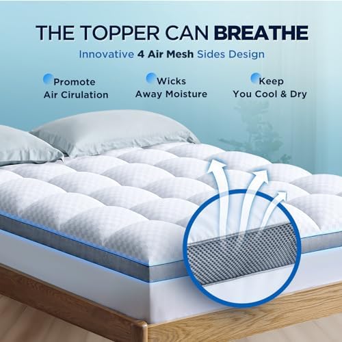 Premium Memory Foam Mattress Topper Full for Ultra Comfort, 2 Inch Plush Pillow Top Full Mattress Topper with Breathable Air Mesh Sides, Soft Mattress Pad Cover with Deep Pocket Fits 6-21" Mattress