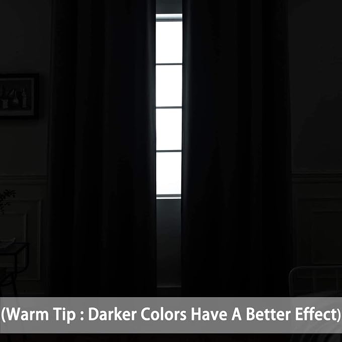 Yakamok Room Darkening Curtains 52x90 inch Length Black-Living Room | 2 panels - Image 2