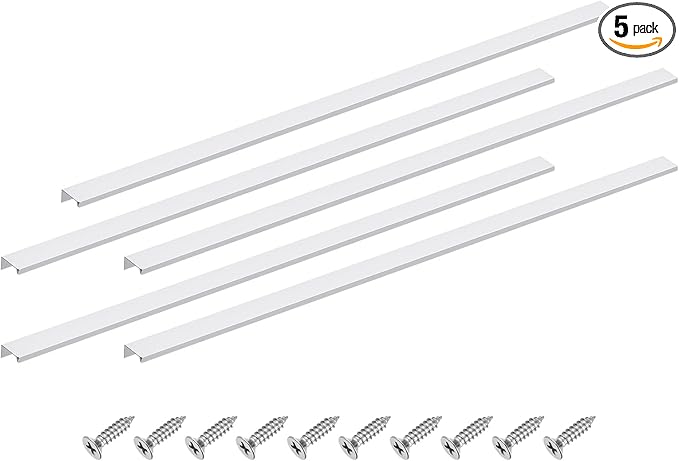 uxcell Cabinet Finger Edge Pull, 5pcs 800mm / 31.5" Aluminum Alloy Back Mount Hidden Cabinet Pulls Concealed Handle for Home Kitchen Drawer Cabinet, Silver