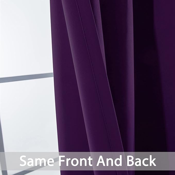 Yakamok Purple Room Darkening Window Curtains 52x36 Inch - Image 3