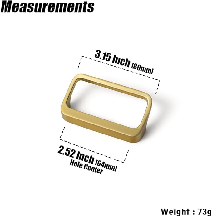 Goo-Ki Brushed Gold Cabinet Pulls with Hole Center 2.5''(64MM),Modern Zinc Alloy Finger Pulls for Drawer,Wardrobe,Cupboard,6 Pack