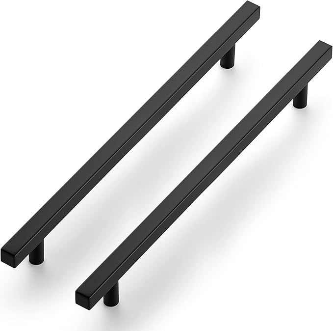 Ravinte Black Cabinet Handles 20 Pack 10 inch Matte Black Square Cabinet Pulls Kitchen Hardware 12-1/2 inch Overall Length Kitchen Drawer Pulls