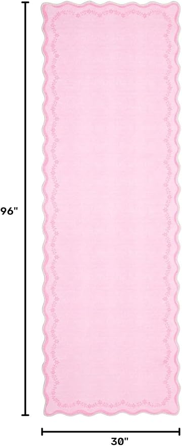 GarveeHome 2.5x8 Scalloped Washable Runner Rug Non Slip Hallway Kitchen Rug | - Image 2