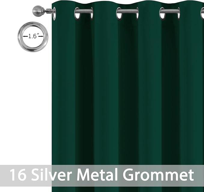 Yakamok Dark Green Room Darkening Curtains 84 inch Sliding Door Drapes | 1 - Image 4