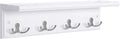 SONGMICS Entryway Hanging Coat Rack, Wall-Mounted Wooden Shelf, with 4 Double Hooks, Wall Floating Shelf, White ULHR42WT