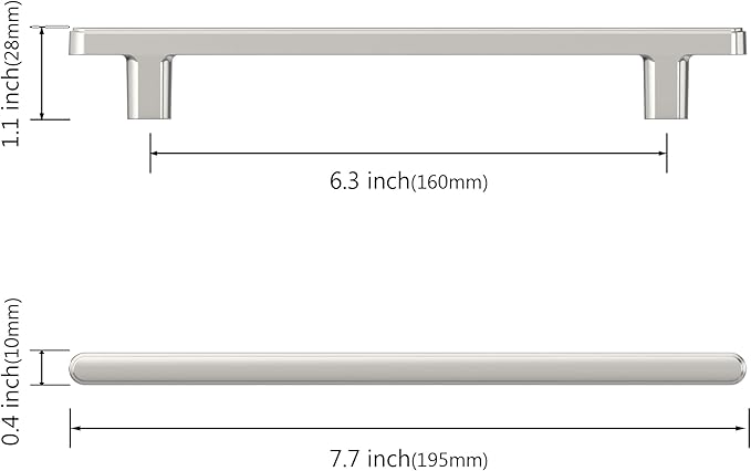 10 Pack 6.3 Inch(160mm) Kitchen Cabinet Handles Brushed Satin Nickel Cabinet Pulls Kitchen Cabinet Hardware Drawer Pulls for Cupboard Wardrobe