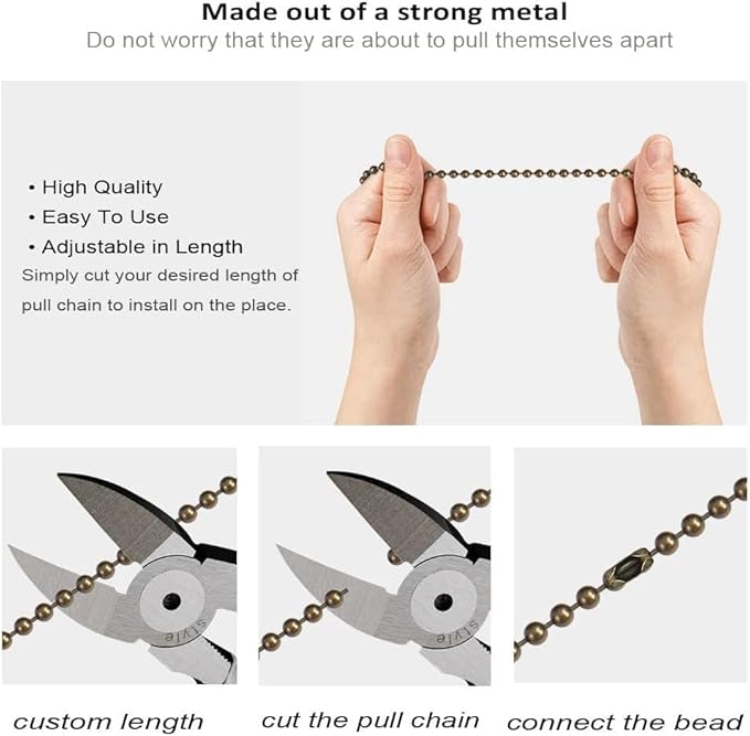 Vinaco Wooden Ceiling Fan Pull Chain Set, Decorative Fan Pull Chain Extension with Pendant, 13 Inches Pull-Chains for Fans and Light with 3MM Ball Bead Chain, 4 Pack Fans Light Pull-Chain Extension