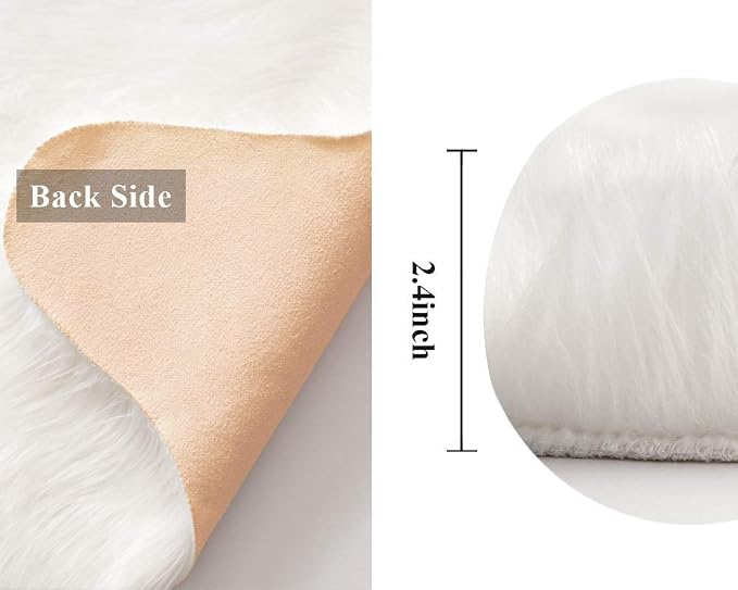 MIULEE Fluffy Area Rug 2x3 ft Faux Fur Sheepskin Rug - Image 2