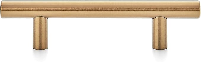 Ravinte 6 Pack 5 Inch Cabinet Pulls Brushed Brass Stainless Steel Kitchen Drawer Pulls Cabinet Handles 5”Length, 3” Hole Center