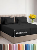 Extra Deep Split King Sheet Set - 7 Piece Breathable & Cooling Sheets - Hotel Luxury Bed Sheets Set - Easy & Secure Fit - Soft, Wrinkle Free & Comfy Sheets Set - Black Sheet Set w/Extra Deep Pockets