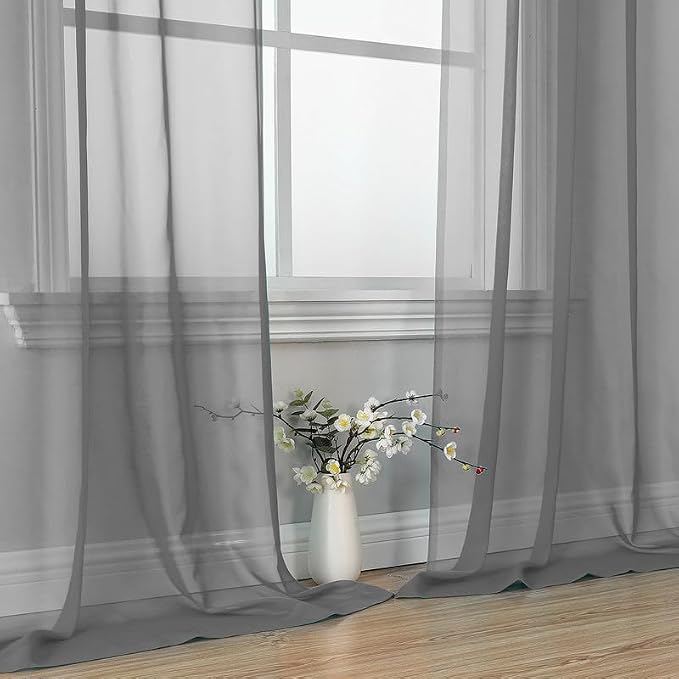 Charcoal Grey Sheer Curtains 78 Inches Long 2 Panels - Image 5