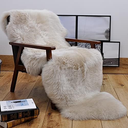 HUAHOO Premium Genuine Sheepskin Rug Linen Real Australia Sheepskin Natural by HUAHOO