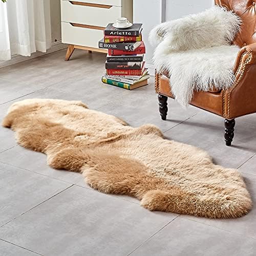 HUAHOO Premium Genuine Sheepskin Rug Brown Real Australia Sheepskin Natural - Image 2