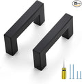 Ravinte 25 Pack Black Cabinet Pulls 2-1/2 Inch Square Kitchen Cabinet Handles Matte Black Kitchen Hardware for Drawer Pulls Drawer Handles Come with Screwdriver