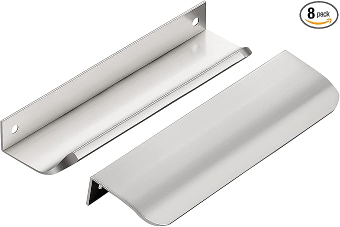 Ravinte Hardware 8 Pack Silver Cabinet Handles, 5.9 Inch (150mm) Finger Edge Pulls, 5 Inch Hole Center, Finger Pulls for Cabinets