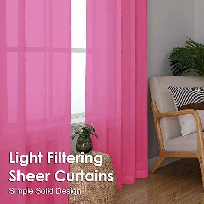 Hot Pink Sheer Curtains 90 Inches Long 2 Panels - Image 5