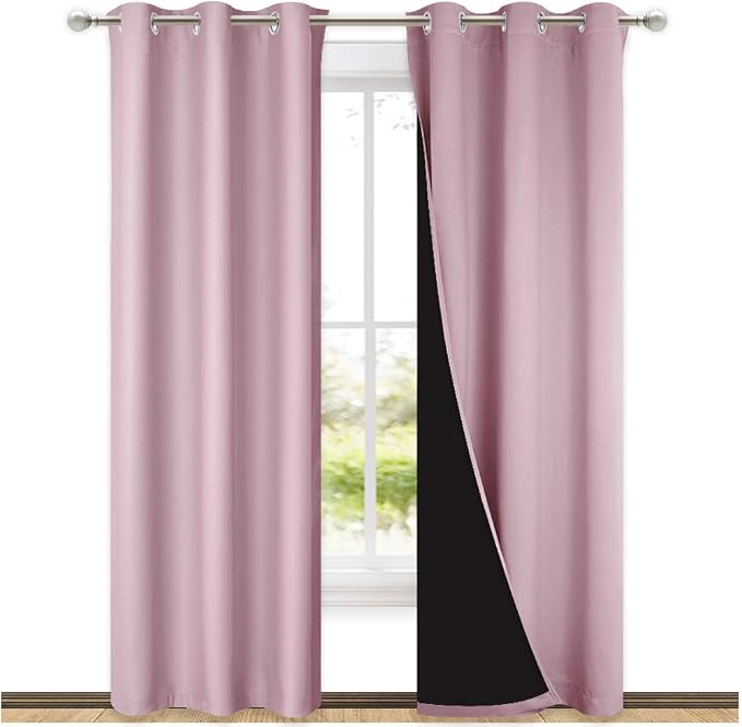 NICETOWN Baby Pink Full Shade Curtain Panels, Pair of Thermal Insulated & by NICETOWN
